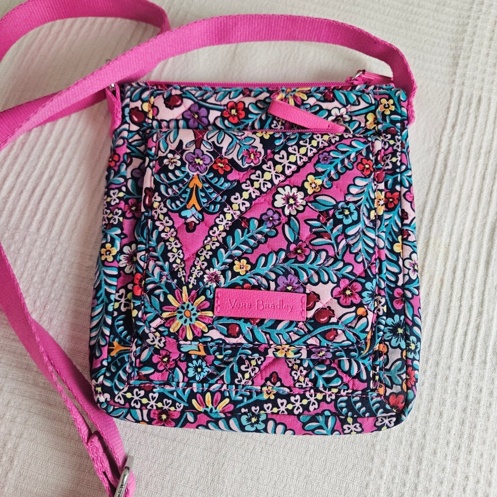 Vera Bradley Mini Hipster Crossbody Purse Kaleidoscope Floral Print Pink